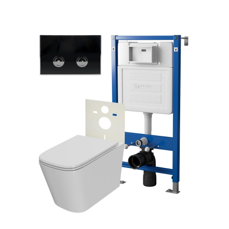 Фото сет: инсталляция пневм point элемент п pn45121 + клавиша венера черн/хром pn44071bc + унитаз ника