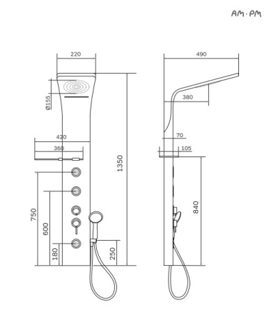 Фото душевая панель am.pm joy w85p-2-136aw гидромассаж