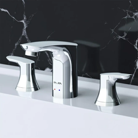 Фото смеситель для раковины am.pm likeна 3 отверстия, хром 