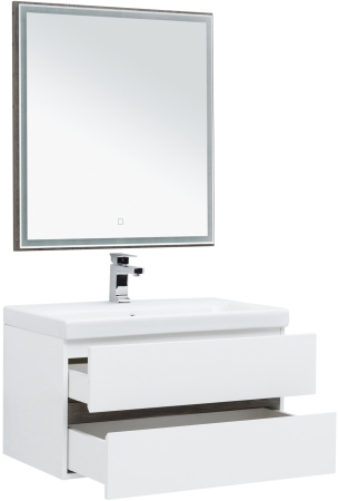 Фото комплект мебели aquanet беркли 80 белый/дуб рошелье (зеркало дуб рошелье)