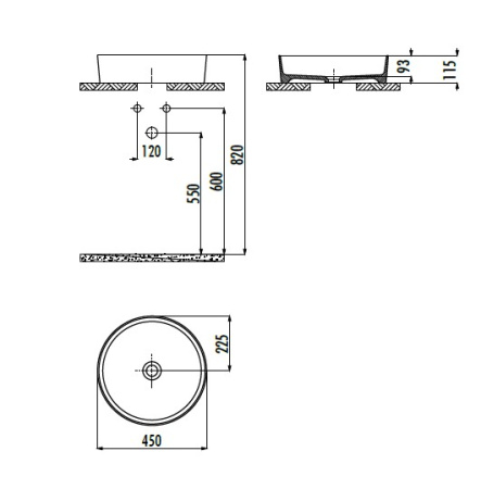 Фото раковина накладная creavit loop 45 см lp145-00sm00e-0000, черная матовая