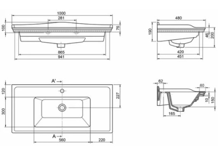 Фото раковина керамическая opadiris кападокия 100 см, белая