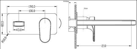 Фото смеситель для раковины встраиваемый в стену boheme spectre 455-cr, хром