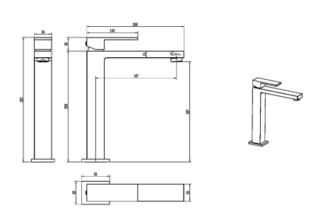 Фото смеситель для раковины высокий boheme qubic 472-cr, хром