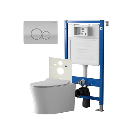 Фото сет: инсталляция point элемент pn45120 + клавиша виктория  сатин/хром pn44061sc +унитаз вега pn41711