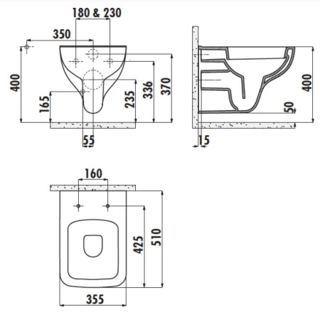 Фото унитаз подвесной с биде creavit bene bn320-00cb00e-0000, белый
