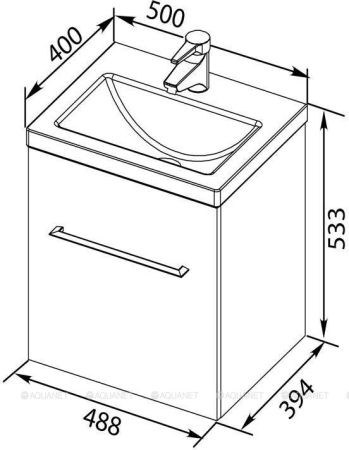 Фото тумба подвесная с раковиной aquanet порто 50 белый