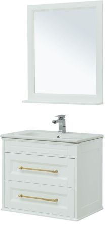 Фото комплект мебели aquanet бостон м 80 белый (ручки золото, раковина эйфория)