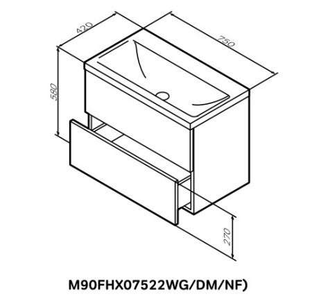 Фото тумба подвесная am.pm gem m90fhx07522wg 75 см, белая