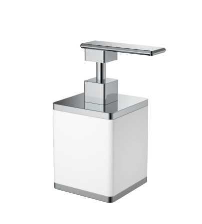 Фото дозатор настольный квадратный boheme 10969-w-cr, белый/хром