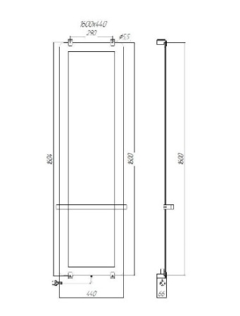 Фото полотенцесушитель электрический allen brau infinity 00305022 160*44 см с рейлингом и креплением, черный браш