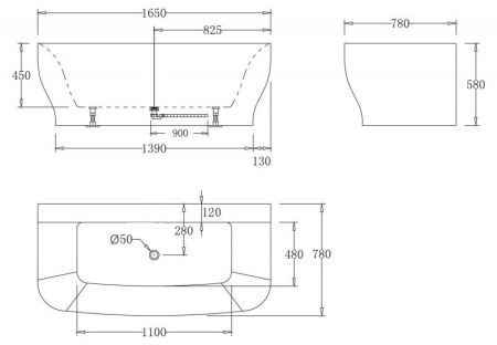 Фото акриловая ванна без перелива belbagno bb74-1650-w0 165*78 см