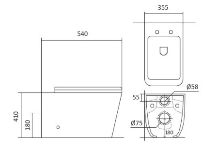 Фото унитаз напольный приставной безободковый aquatek либра new aq1908n-00 540*355*410 мм, горизонтальный выпуск, тонкое сиденье с механизмом плавного закрывания, крепеж