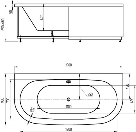 Фото акриловая ванна aquatek морфей 190*90 см, белая