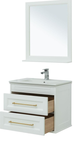 Фото комплект мебели aquanet бостон м 80 белый (ручки золото, раковина эйфория)