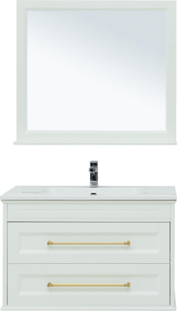 Фото комплект мебели aquanet бостон м 100 белый (ручки золото) (лит. мрамор)