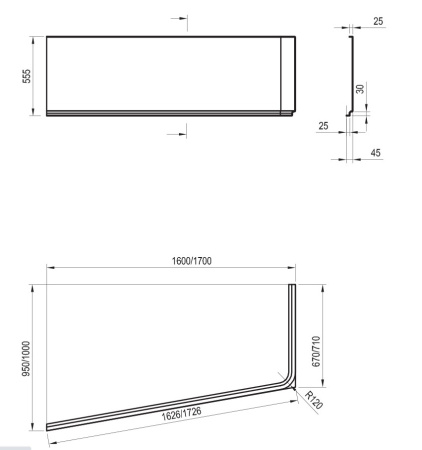 Фото фронтальная панель ravak 10° 170 l, cz81100a00