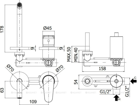 Фото смеситель для раковины paffoni green gr105cr70 встраиваемый в стену, хром
