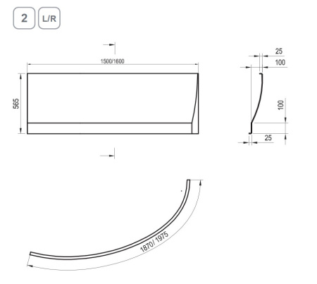 Фото фронтальная панель ravak avocado l 150 см, czs1000a00