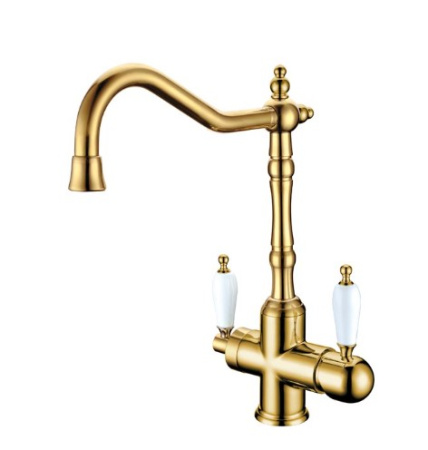 Фото смеситель для кухни под фильтр boheme tradizionale oro 112, золото
