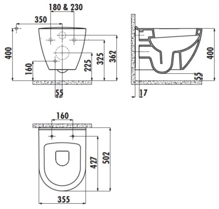 Фото унитаз подвесной creavit terra tp325-11si00e-0000, черный
