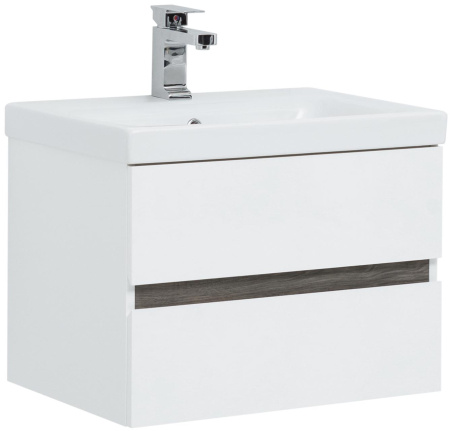 Фото комплект мебели aquanet беркли 60 белый/дуб рошелье (зеркало дуб рошелье)