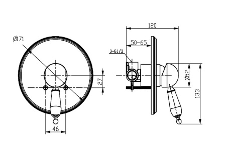 Фото смеситель для душа встраиваемый boheme tradizionale cromo 265, хром