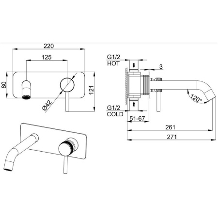 Фото смеситель для раковины allen brau priority 5.31030-bn встраиваемый в стену, никель браш