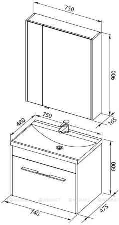 Фото комплект мебели aquanet августа 75 белый (раковина нота new)