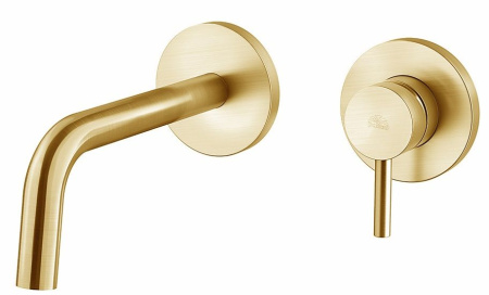 Фото смеситель для раковины paffoni light lig105hgsp70 встраиваемый в стену, золото медовое брашированное