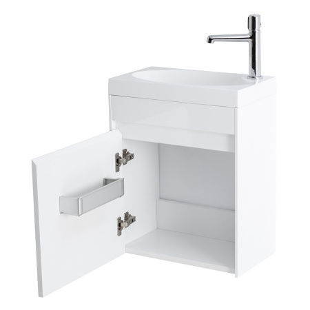 Фото тумба подвесная belbagno pietra mini 46-l bianco lucido, левая