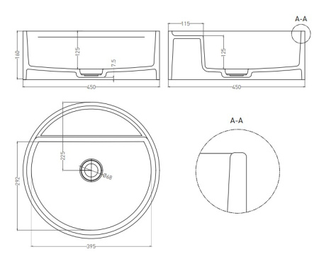 Фото раковина salini s-sense armonia top 02 130117grf, глянец покраска по ral полностью