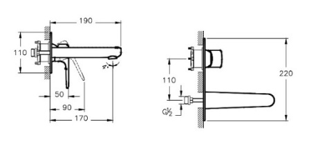 Фото встраиваемый смеситель для раковины vitra root round a42721exp, хром