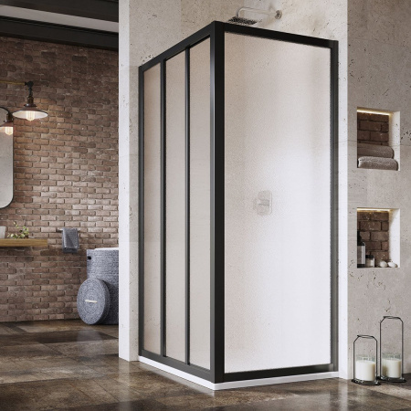 Фото неподвижная стенка ravak supernova apss-80 940403r2zg 80*198 см, профиль черный/стекло матовое