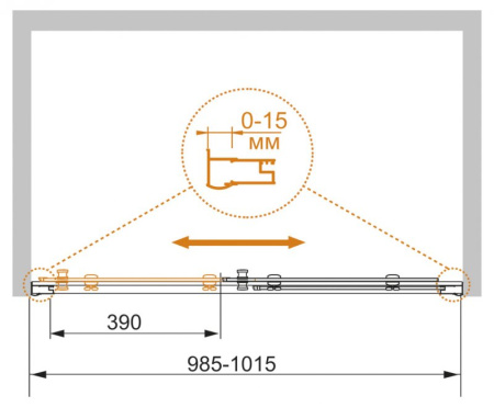 Фото дверь в нишу cezares pratico-bf-1-100-c-cr 100*185 см, профиль хром/стекло прозрачное