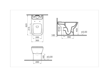 Фото унитаз напольный безободковый vitra integra square open-back 9833b003-7205 белый, сиденье микролифт