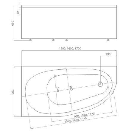 Фото акриловая ванна aquatek дива левая 150*90 см