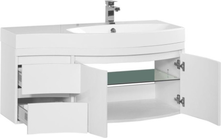 Фото тумба подвесная с раковиной aquanet опера 115 r белый (2 дверцы 2 ящика)