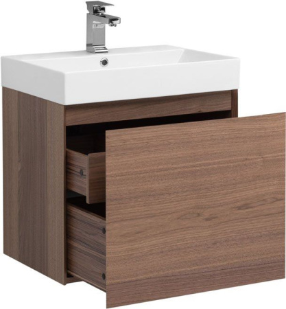 Фото тумба подвесная с раковиной aquanet нью-йорк 60 орех