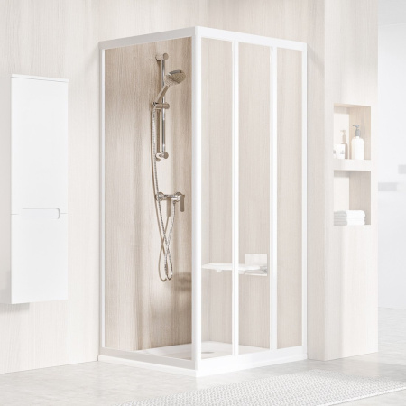 Фото неподвижная стенка ravak supernova apss-90 940701r2z1 90*198 см, профиль белый/стекло прозрачное