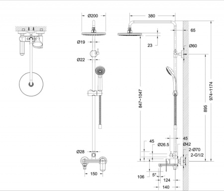 Фото душевая колонна bravat opal, черный