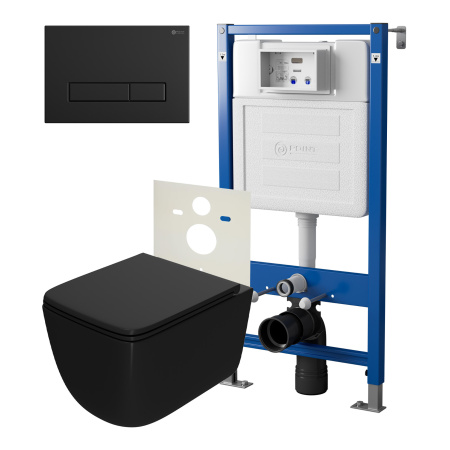 Фото сет: инсталляция point элемент pn45120 + клавиша pn44831bm + унитаз меркурий чёрн мат. pn41831bm