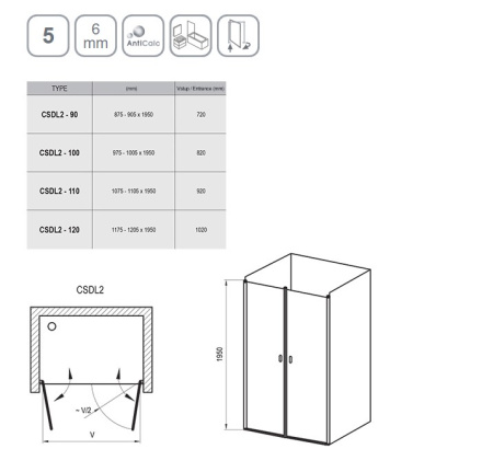 Фото дверь в нишу ravak chrome csdl2-110 0qvdc10lz1 110*195 см, профиль белый/стекло прозрачное