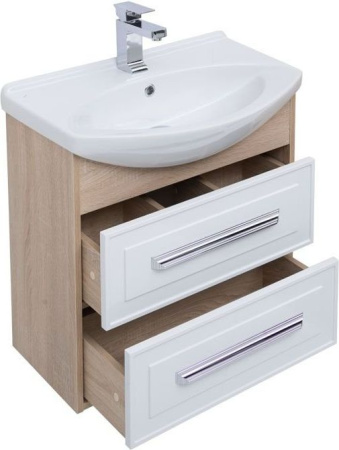 Фото тумба подвесная с раковиной aquanet остин 65 дуб сонома/белый