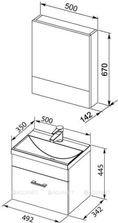 Фото комплект мебели aquanet нота 50 белый