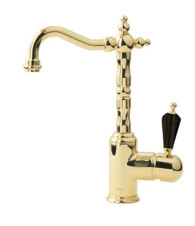 Фото смеситель для раковины высокий boheme tradizionale nero 252, золото