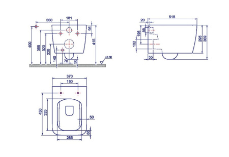 Фото унитаз подвесной с биде boheme zen 967-2, белый глянец