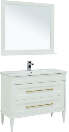 Фото комплект мебели aquanet бостон м 100 белый (ручки золото) (лит. мрамор)
