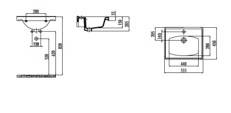 Фото раковина мебельная creavit sera 55 см tf155-00cb00e-0000, белая
