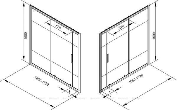 Фото шторка для ванны aquanet practic ae10-b-170h150u-cp 170*150 см, прозрачное стекло